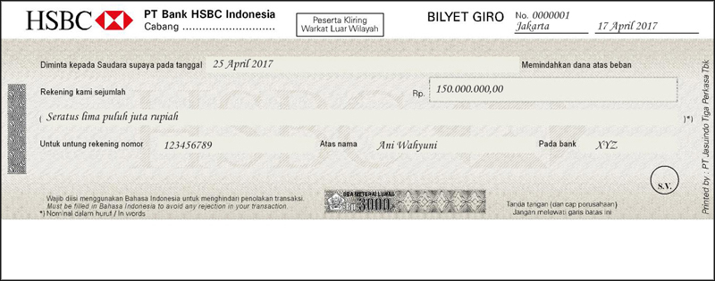 Contoh Cek Bank Indonesia - Shoe Susu