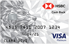 Front face of HSBC Visa Cash Back card