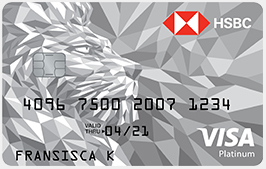Front face of HSBC Visa Platinum card